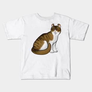 Cat - American Curl - Shorthair White and Tabby Kids T-Shirt